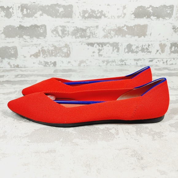 NEW Rothy's The Flat Red Knit Pointy Toe Slip On Loafers W86